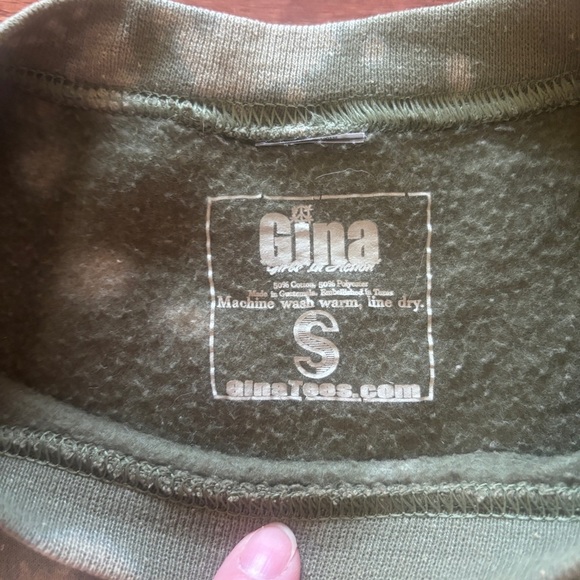 Green, distressed, cropped sweatshirt, size small - Picture 3 of 4